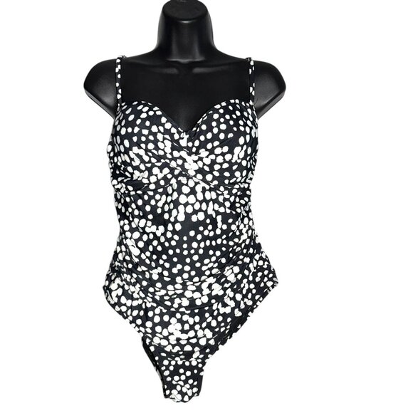 Catalina Black & White Scattered Dots One-Piece Swimsuit L/G (12-14) - Picture 1 of 7